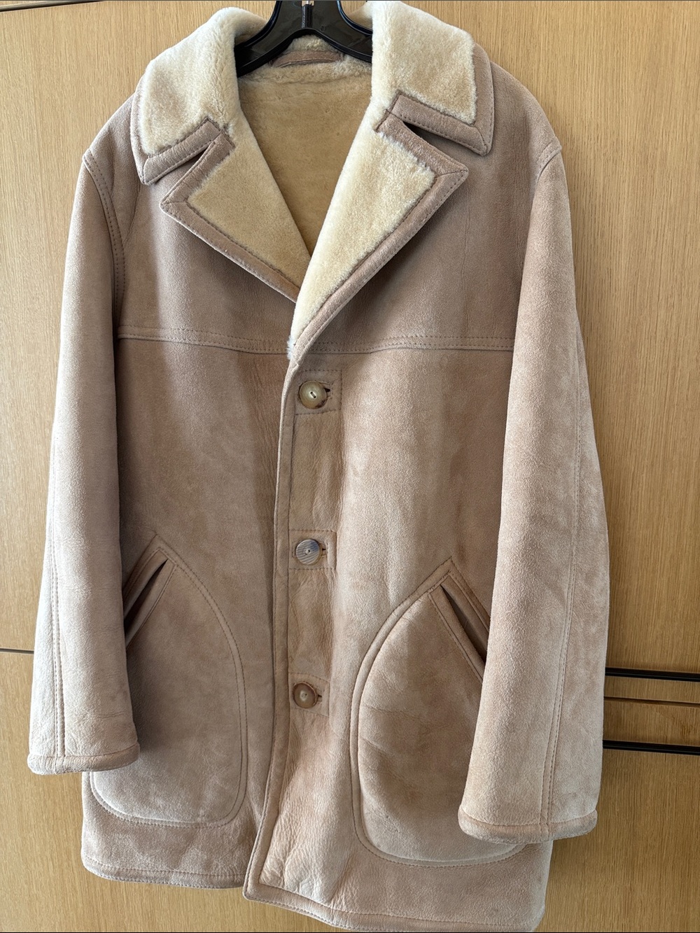 Vintage Sawyer of Napa Shearling Rancher Coat Suede Leather Sheepskin Jacket - Picture 11 of 13